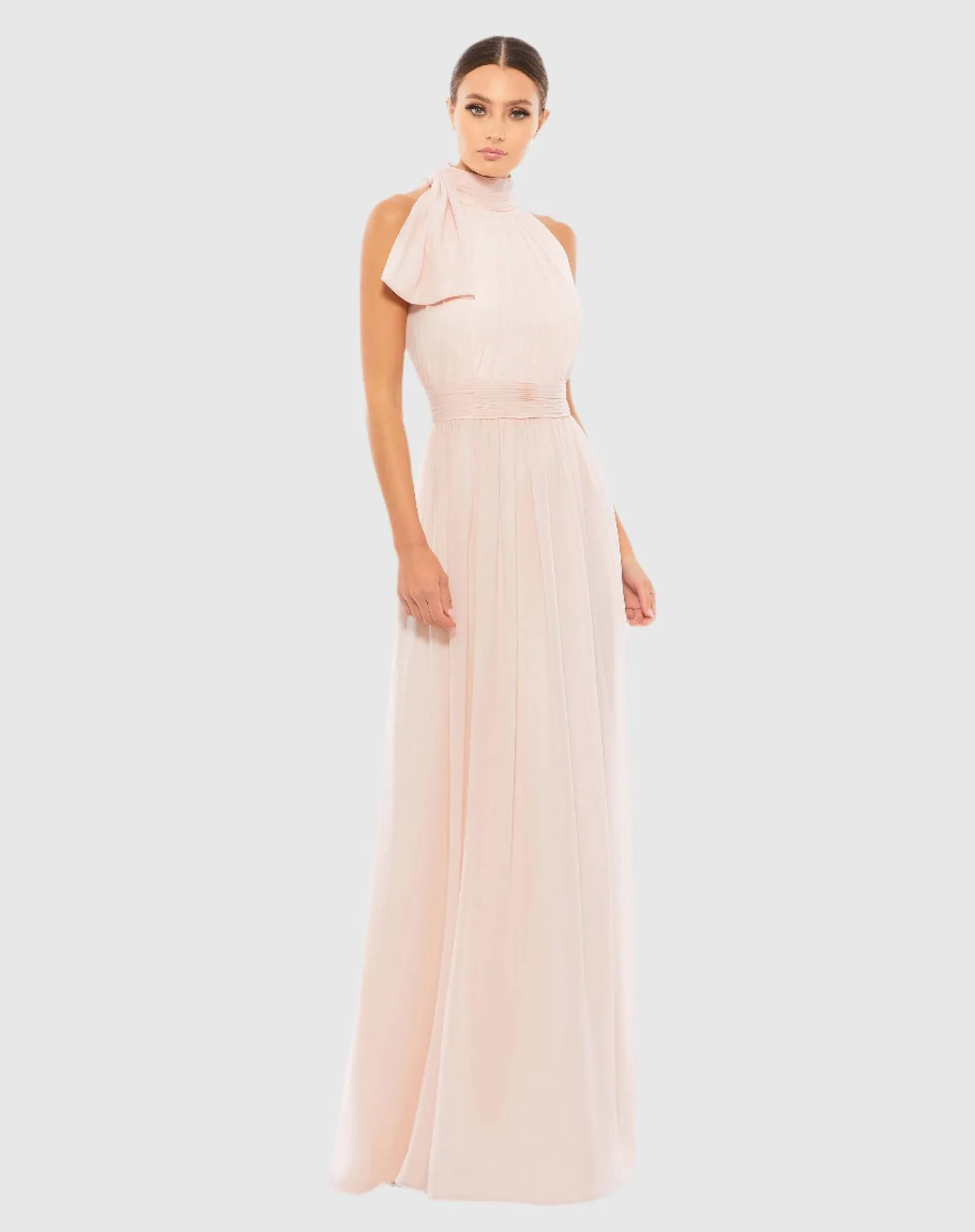 High neck chiffon evening gown - Powder Blue