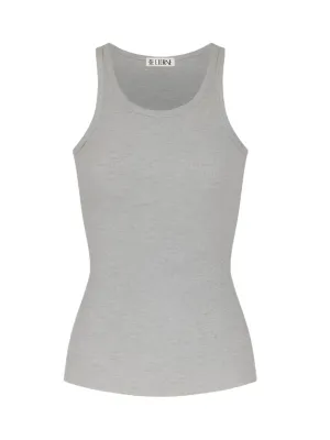High Neck Fitted Tank in Heather Grey