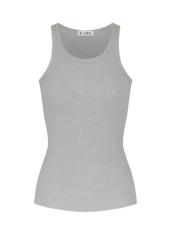 High Neck Fitted Tank in Heather Grey