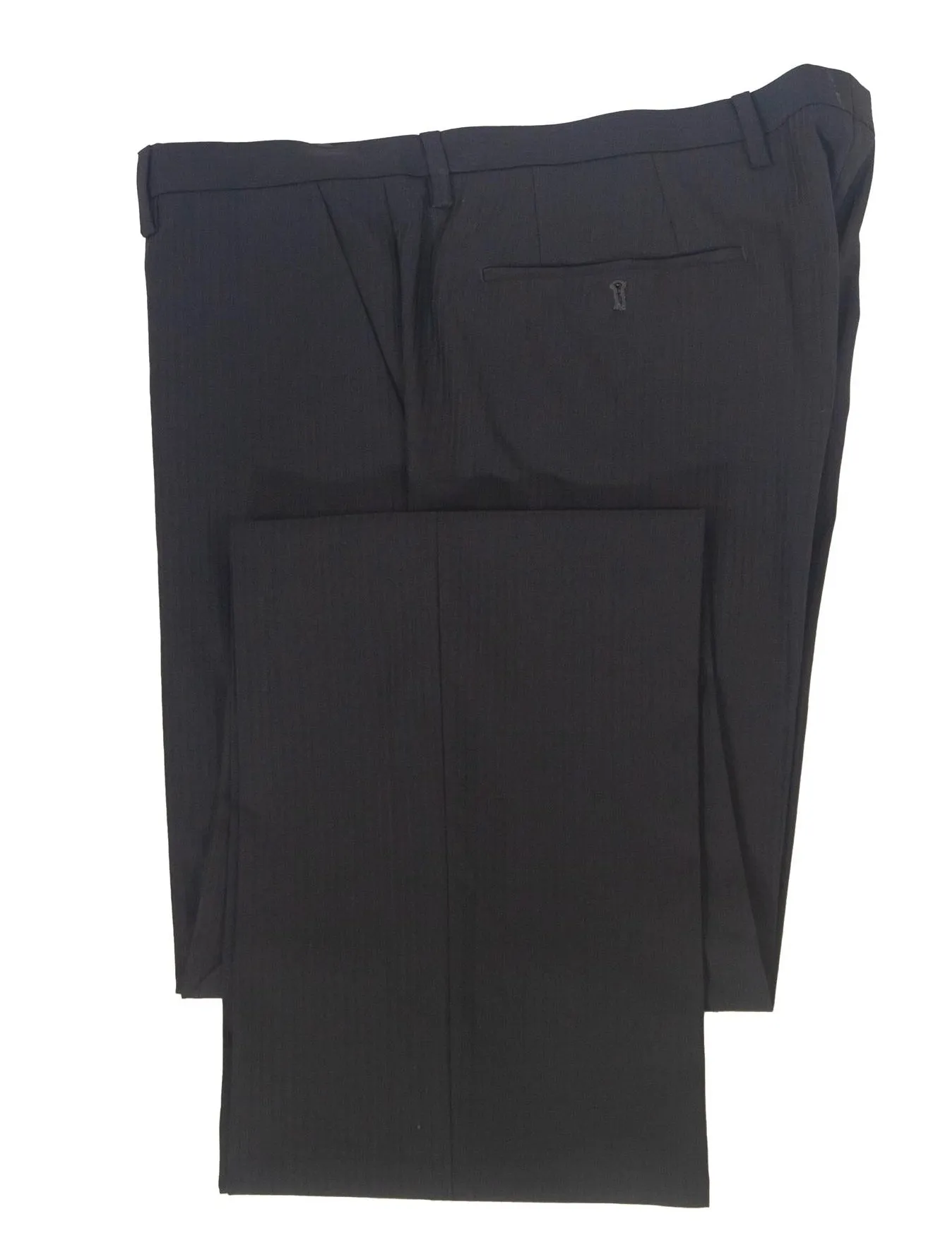 Hugo Boss Mens 42L Black Striped 100% Italian Super 110s Wool Slim Fit Suit