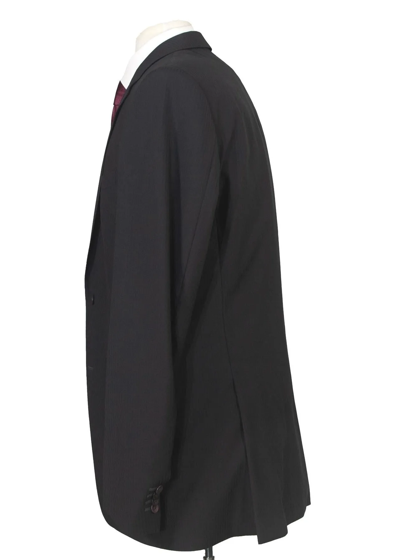 Hugo Boss Mens 42L Black Striped 100% Italian Super 110s Wool Slim Fit Suit