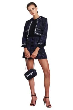 I Don’T Give A Chic Tweed Cropped Jacket