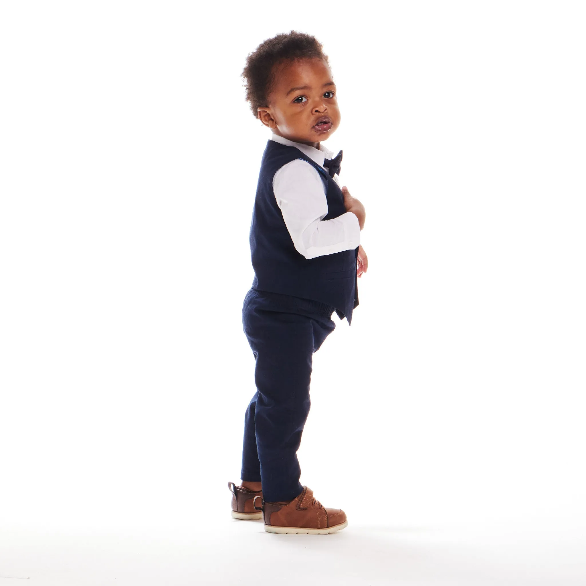 Infant (0-24M) 4-Piece Vest and Pants Set | Navy