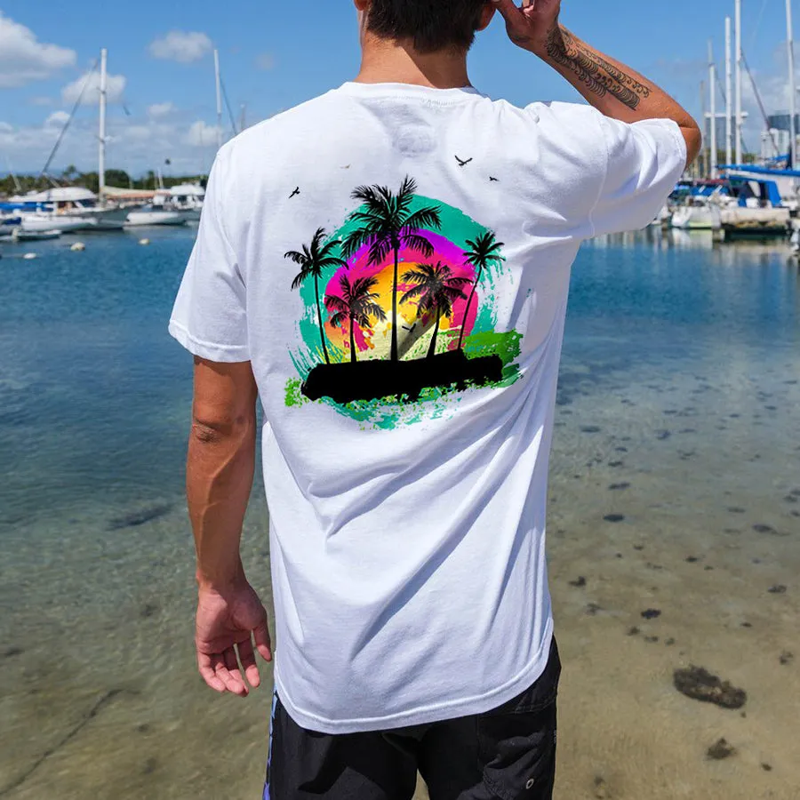 Islands Palm Sunset Printed Men's T-shirt