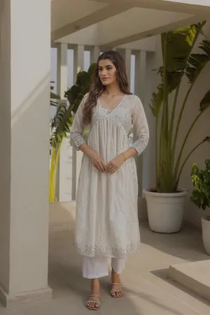 IVORY ECCENTRIC KURTA SET