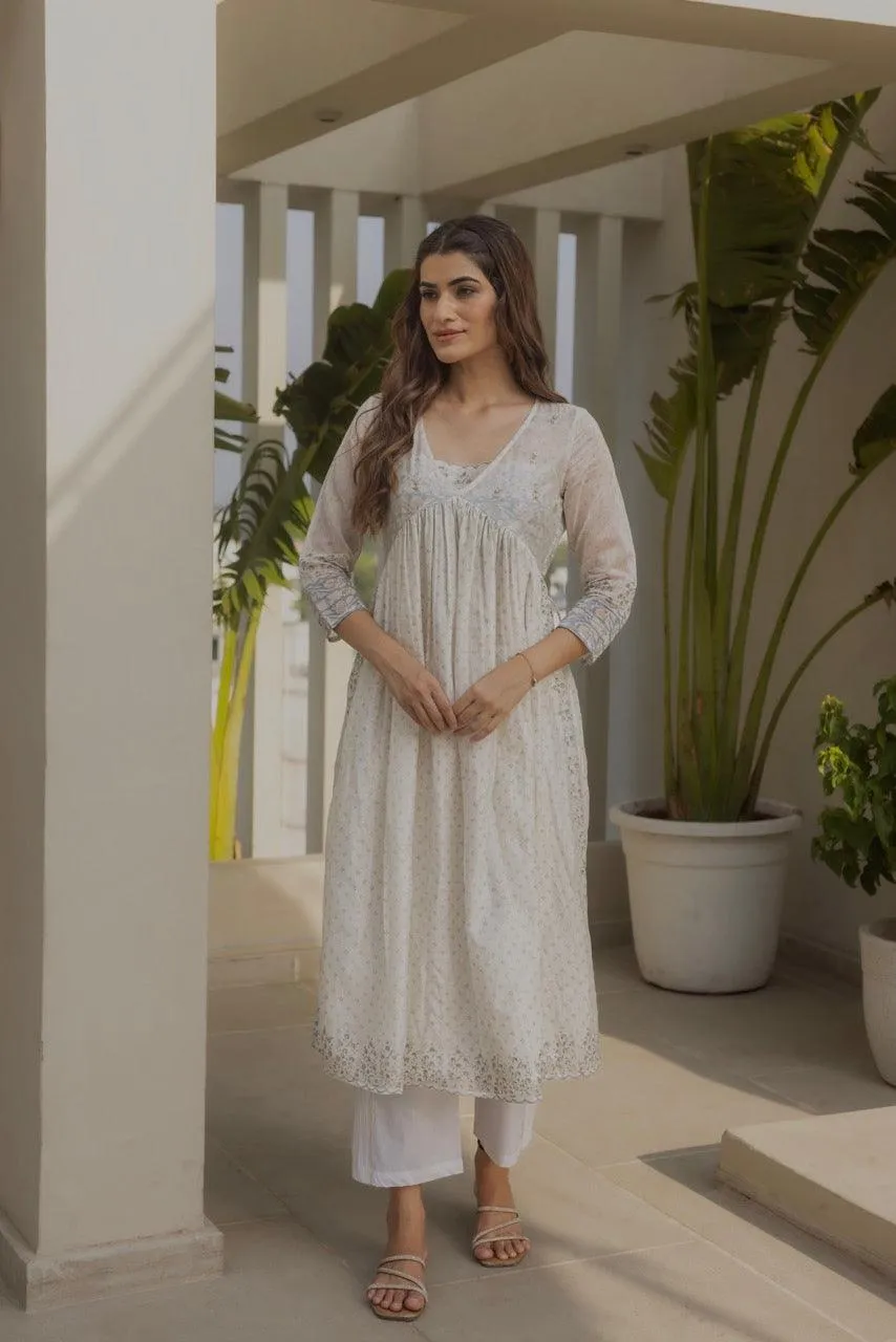IVORY ECCENTRIC KURTA SET