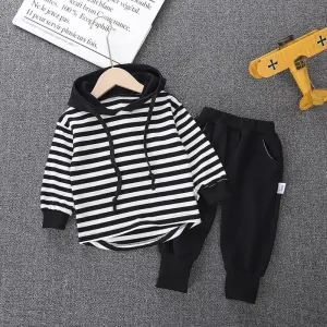 Kid Boys Stripe Hooded Top & Pants Baby Boys Clothing Wholesale