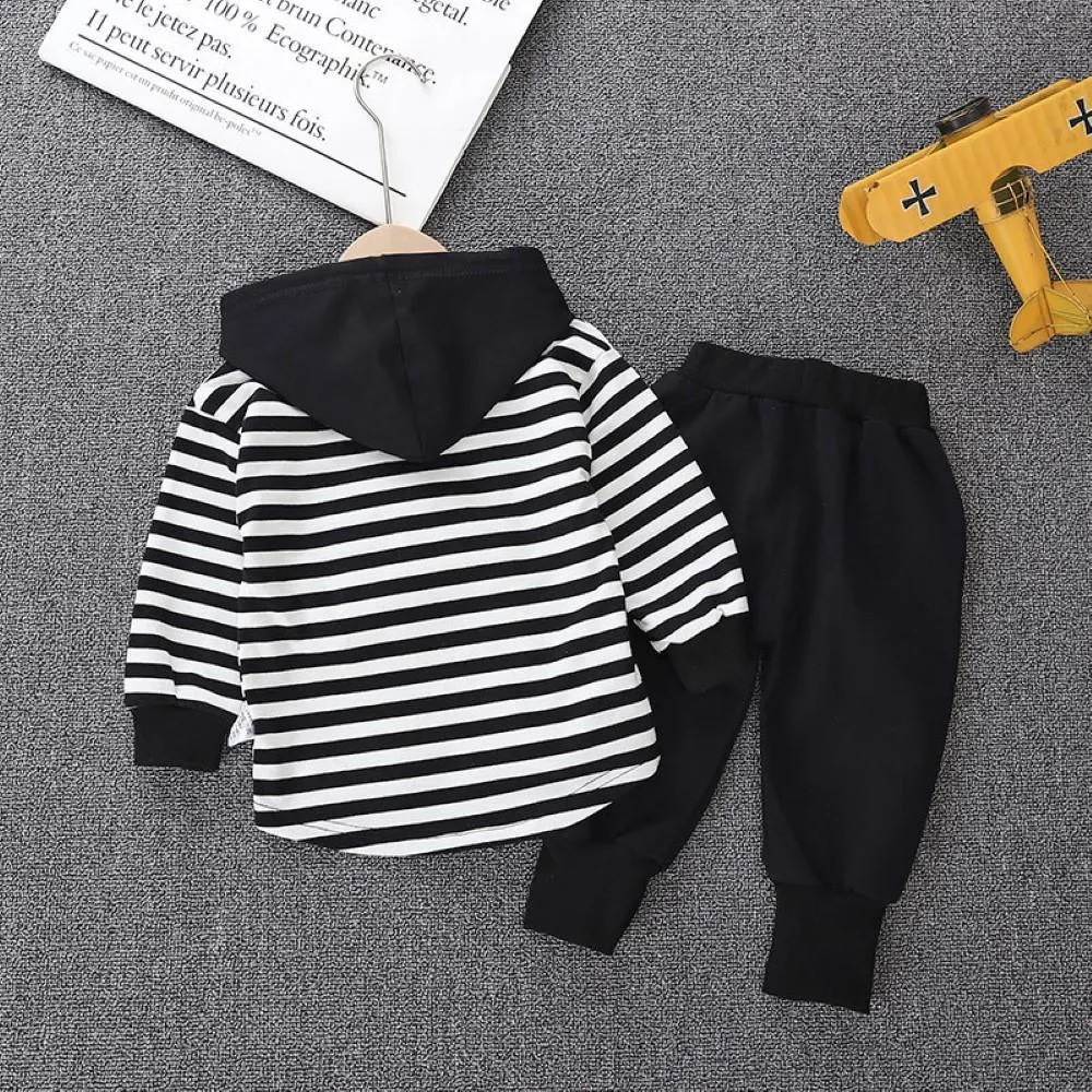 Kid Boys Stripe Hooded Top & Pants Baby Boys Clothing Wholesale