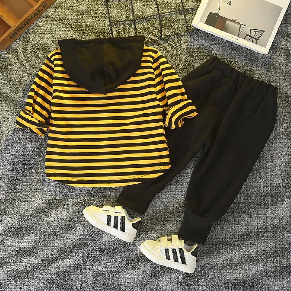 Kid Boys Stripe Hooded Top & Pants Baby Boys Clothing Wholesale