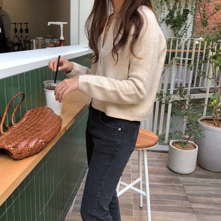 [Korean Style]  Almond Cropped Cardigan