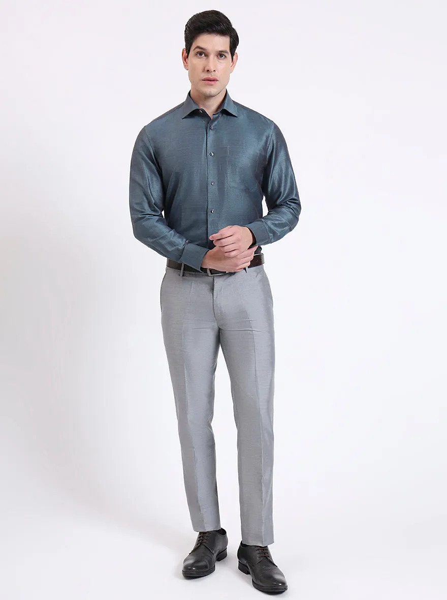 Lightslategray Solid Slim Fit Formal Shirt | JadeBlue