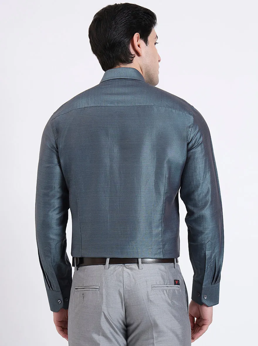 Lightslategray Solid Slim Fit Formal Shirt | JadeBlue