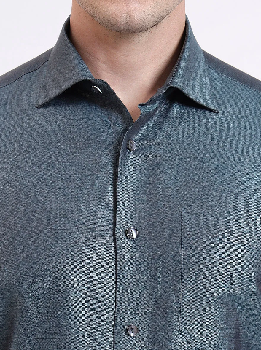 Lightslategray Solid Slim Fit Formal Shirt | JadeBlue