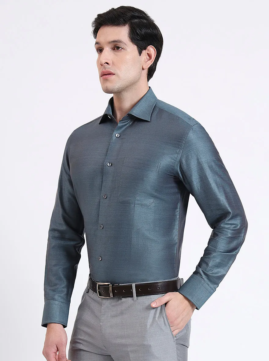 Lightslategray Solid Slim Fit Formal Shirt | JadeBlue