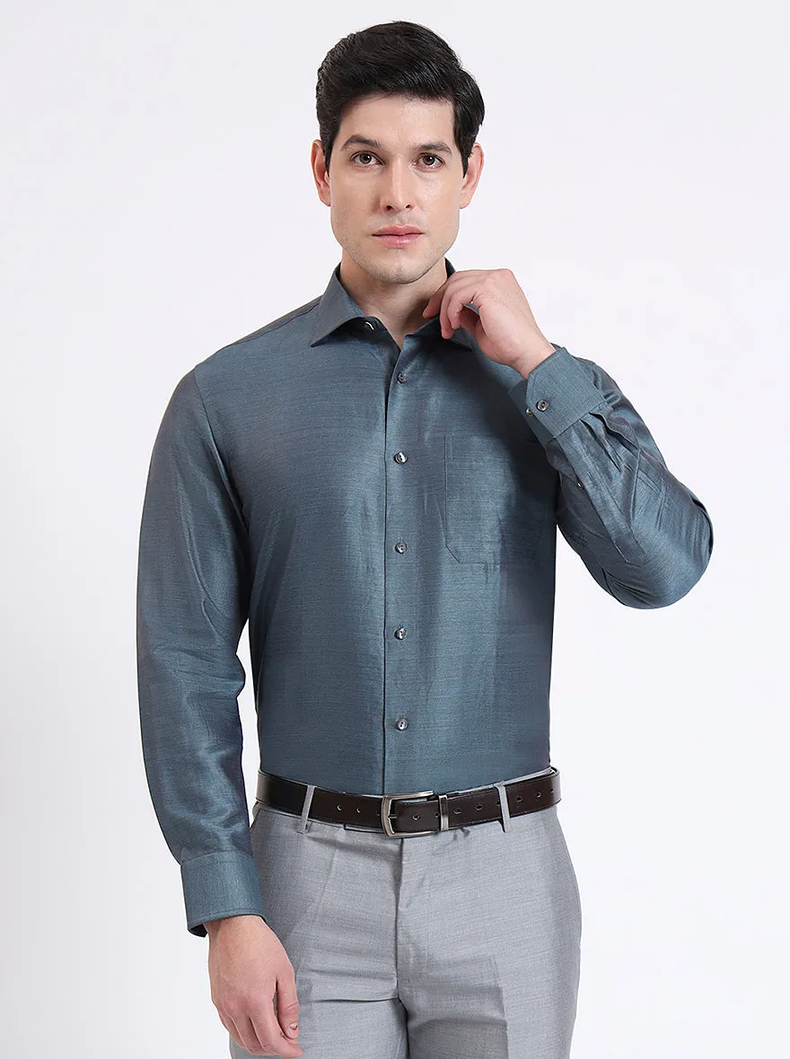 Lightslategray Solid Slim Fit Formal Shirt | JadeBlue
