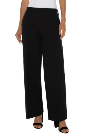 Liverpool Kelsey Wide Leg Knit Trousers In Black