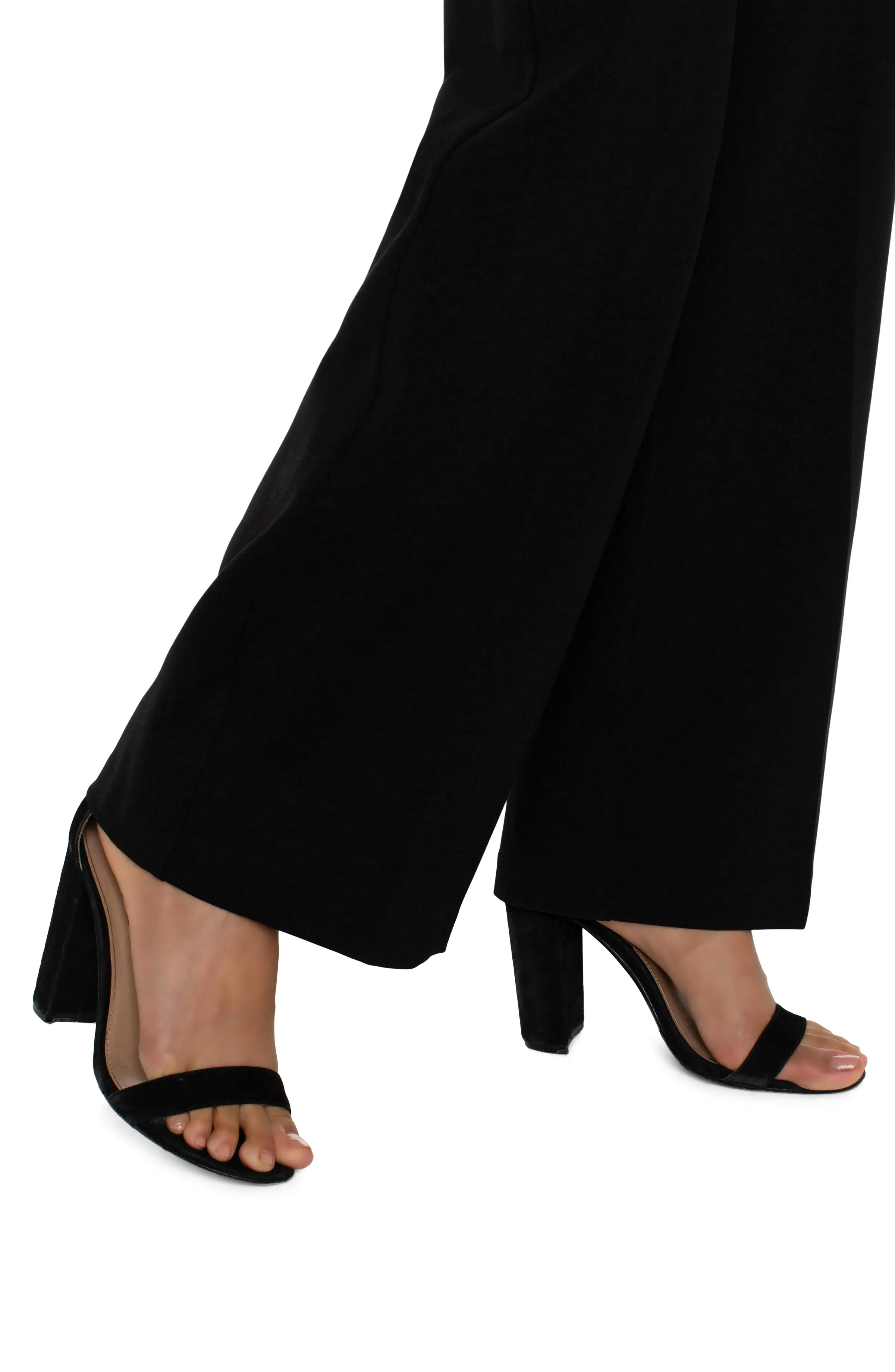 Liverpool Kelsey Wide Leg Knit Trousers In Black