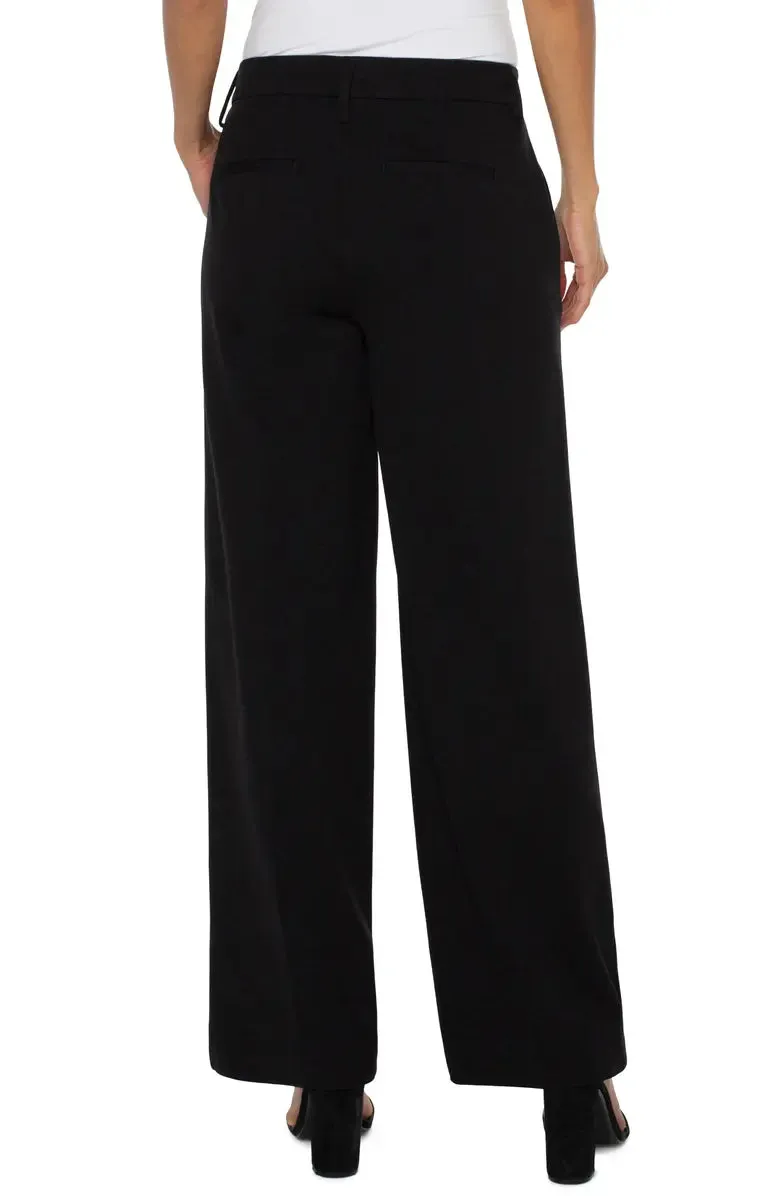 Liverpool Kelsey Wide Leg Knit Trousers In Black