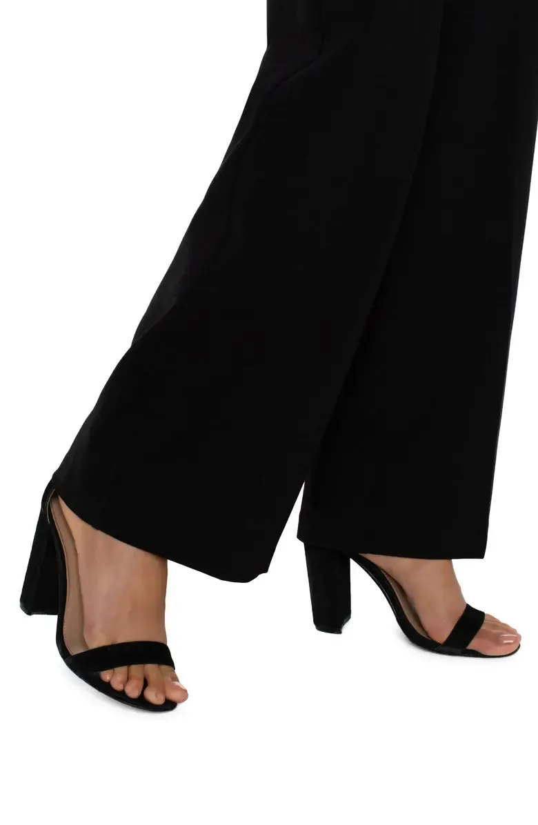 Liverpool Kelsey Wide Leg Knit Trousers In Black
