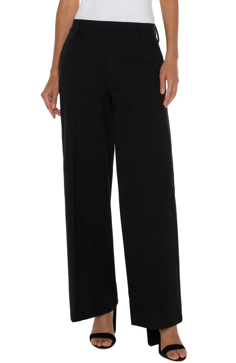 Liverpool Kelsey Wide Leg Knit Trousers In Black