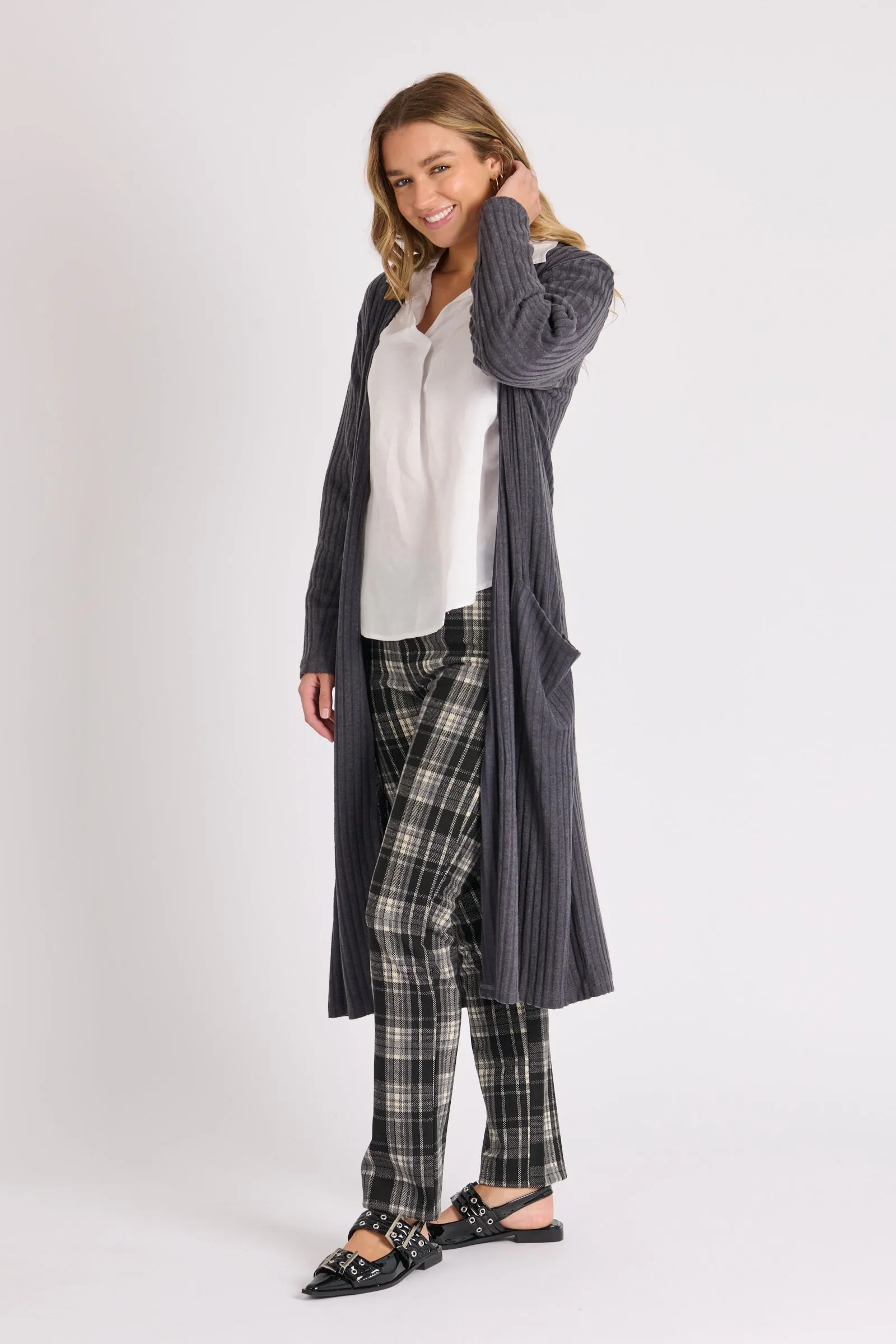 Longline Cardigan - Charcoal
