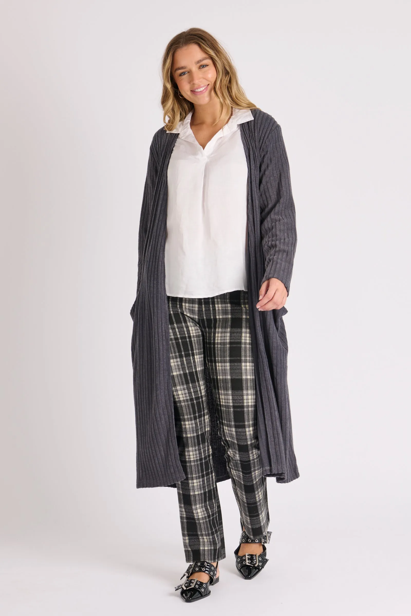 Longline Cardigan - Charcoal