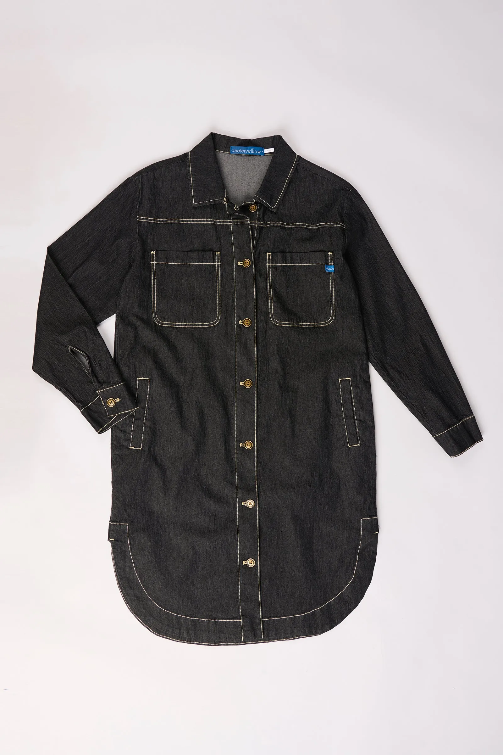 Longline Denim Jacket - Black