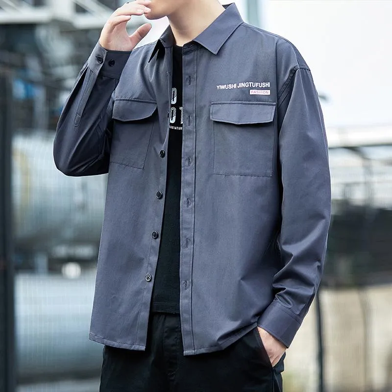 Loose Long Sleeved Cargo Shirt Trendy Multi-Pockets Stylish Outerwear