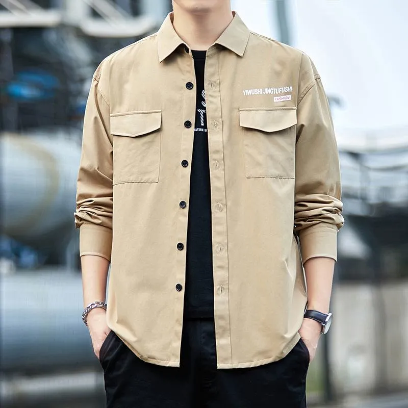 Loose Long Sleeved Cargo Shirt Trendy Multi-Pockets Stylish Outerwear