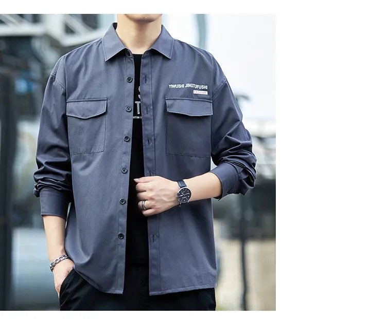 Loose Long Sleeved Cargo Shirt Trendy Multi-Pockets Stylish Outerwear
