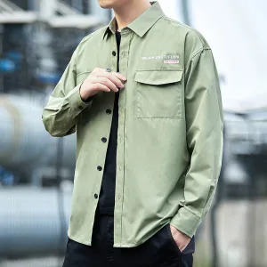Loose Long Sleeved Cargo Shirt Trendy Multi-Pockets Stylish Outerwear