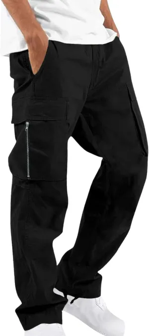 Mens Cargo Pants Casual Joggers Athletic Pants Cotton Loose Straight Sweatpants with Multil Pockets Outdoor Apparel
