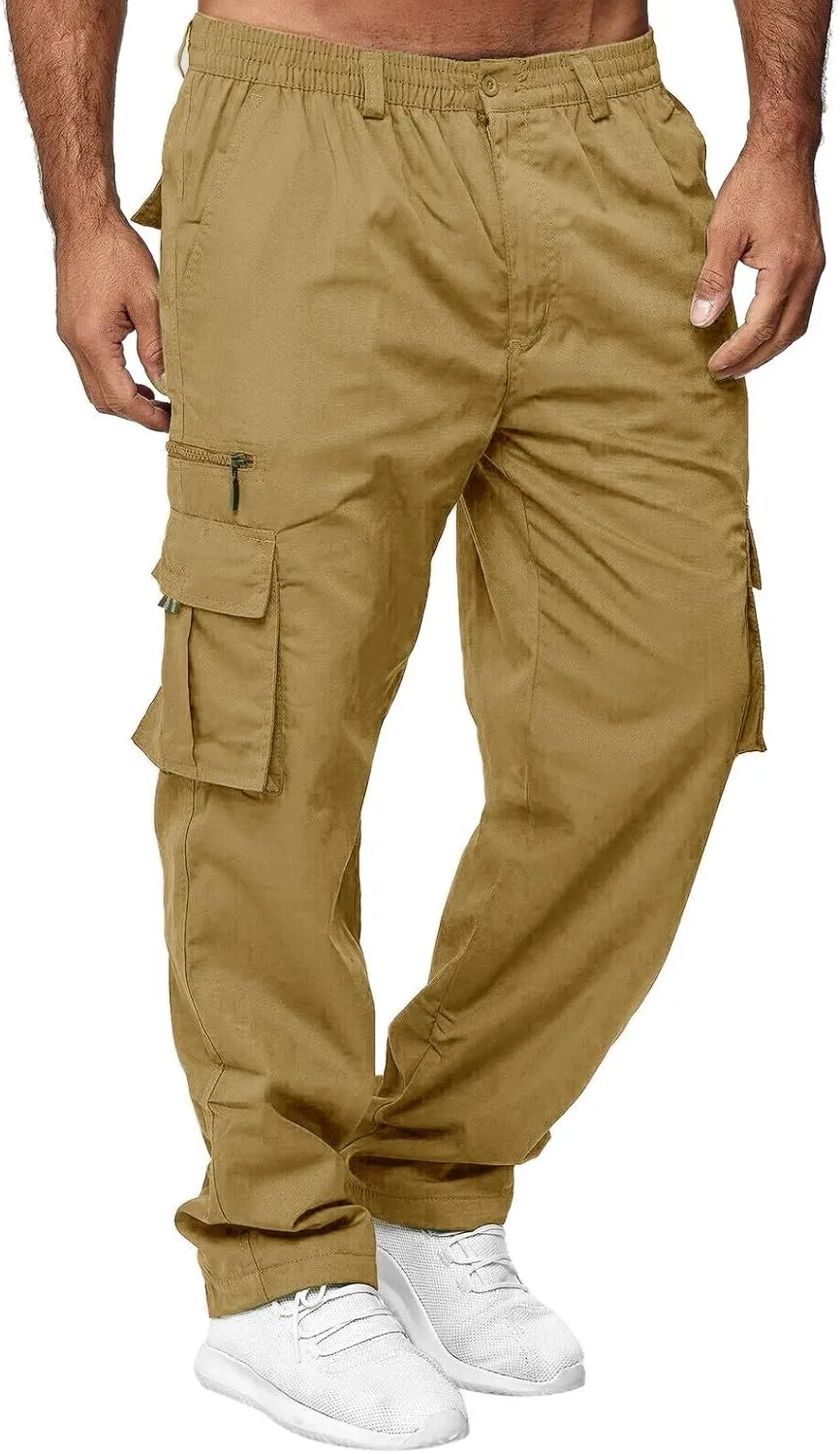 Mens Casual Jogger Pants Relaxed Fit Cargo Pants Drawstring Sweatpants Hiking Outdoor Workout Sport Pants Trousers