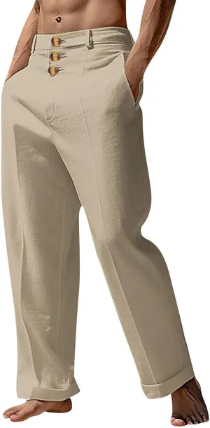 Mens Casual Pants Summer Trendy Relaxed Fit Lightweight Comfy Beach Pant Lounge Vacation Travel Leisure Trousers 2025