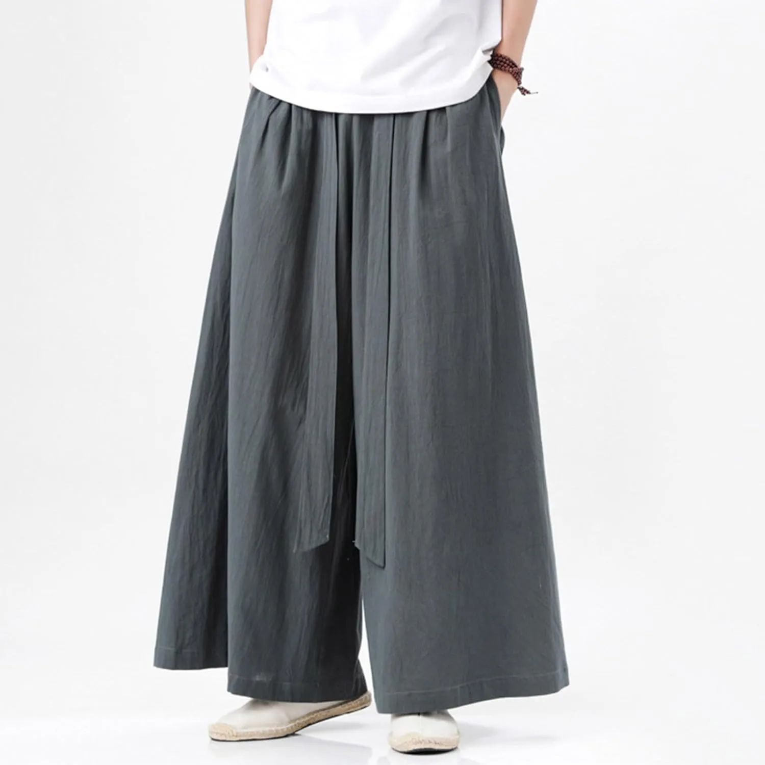 Mens Hippie Pants Ninja Baggy Casual Comfy Lounge Linen Men Y2k Aesthetic Trousers for Wear Trouser