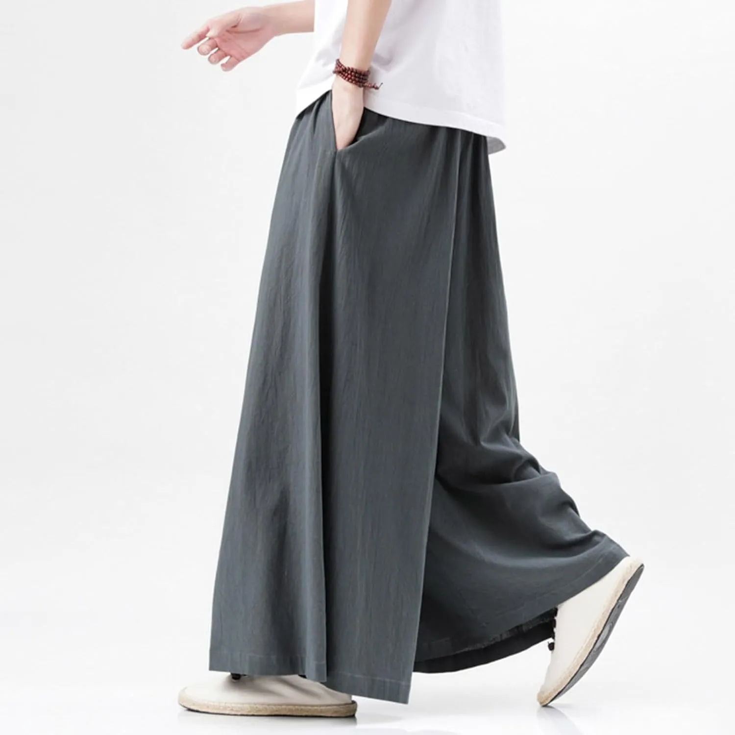 Mens Hippie Pants Ninja Baggy Casual Comfy Lounge Linen Men Y2k Aesthetic Trousers for Wear Trouser