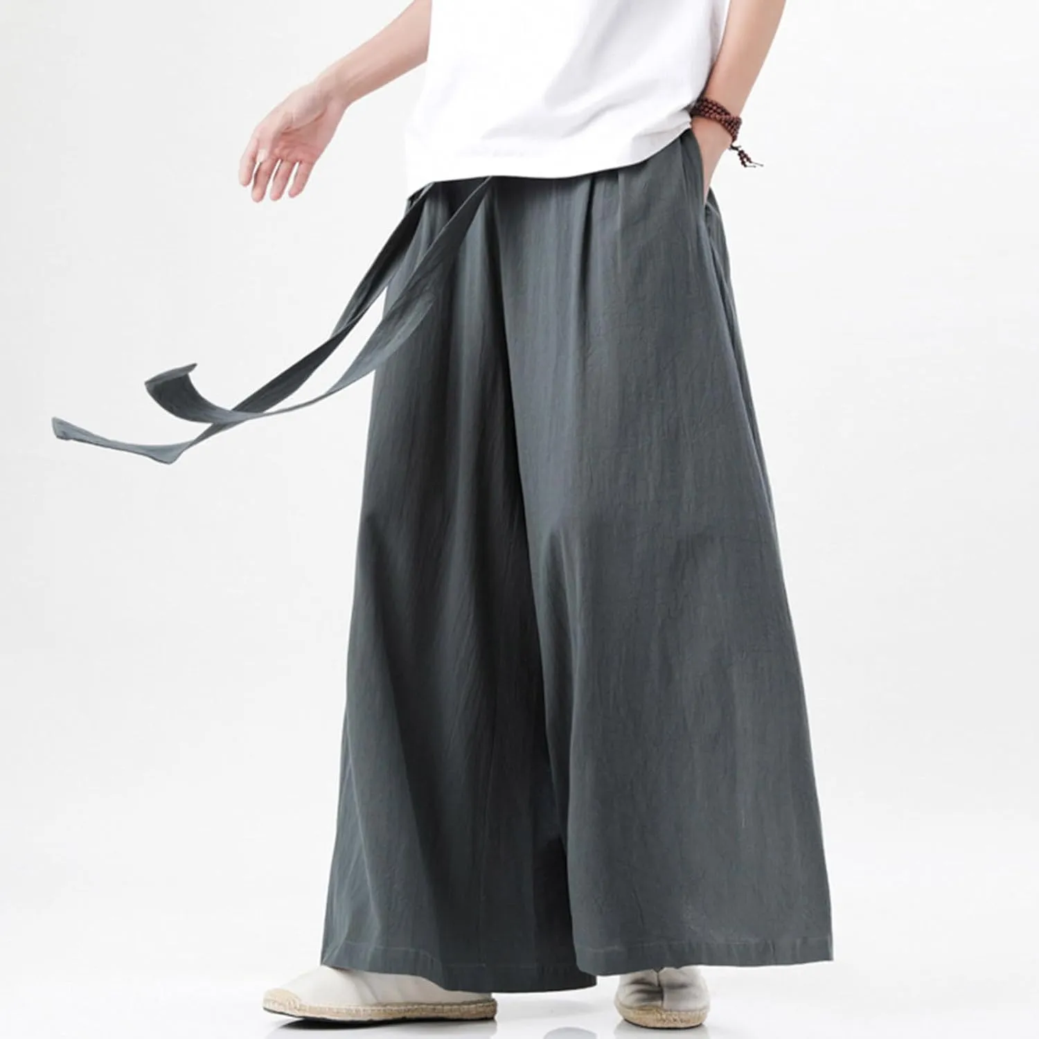 Mens Hippie Pants Ninja Baggy Casual Comfy Lounge Linen Men Y2k Aesthetic Trousers for Wear Trouser