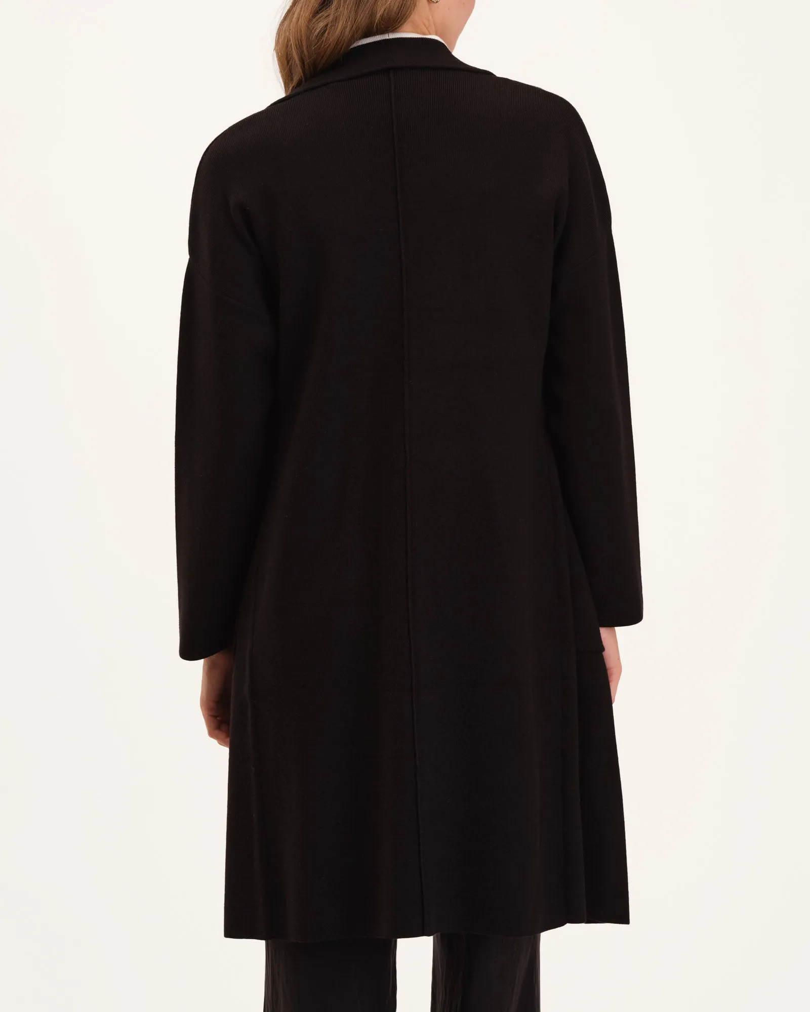 Open Front Wide Collar Striped Duster