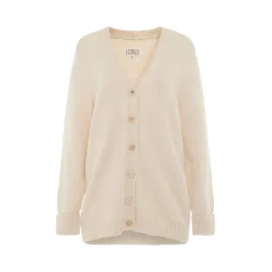 Oversized Piled Knit Cardigan in Off-White