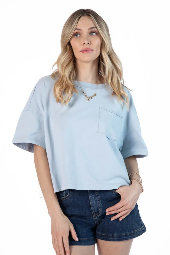 Perfect Staple Blue Soft Knit Pocket Tee SALE