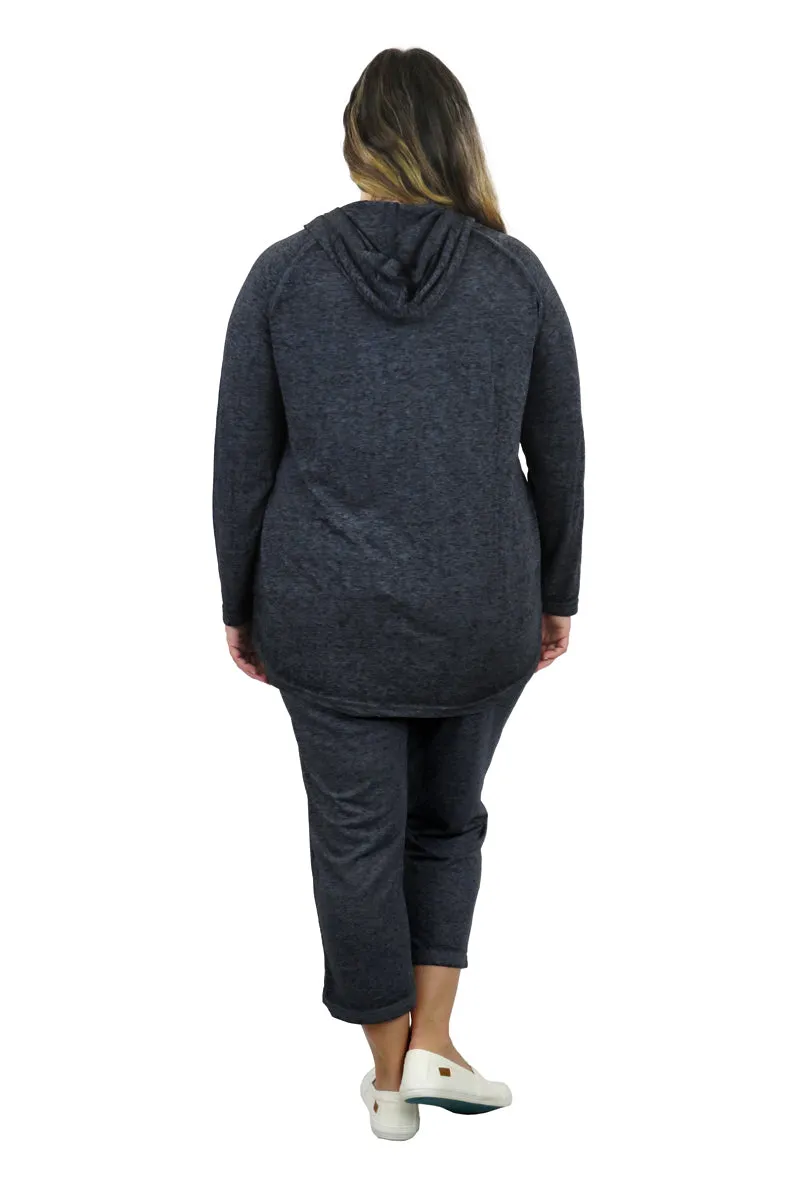 Plus Size Soft & Supple 2-Piece Hooded Knit Sweatpants Set