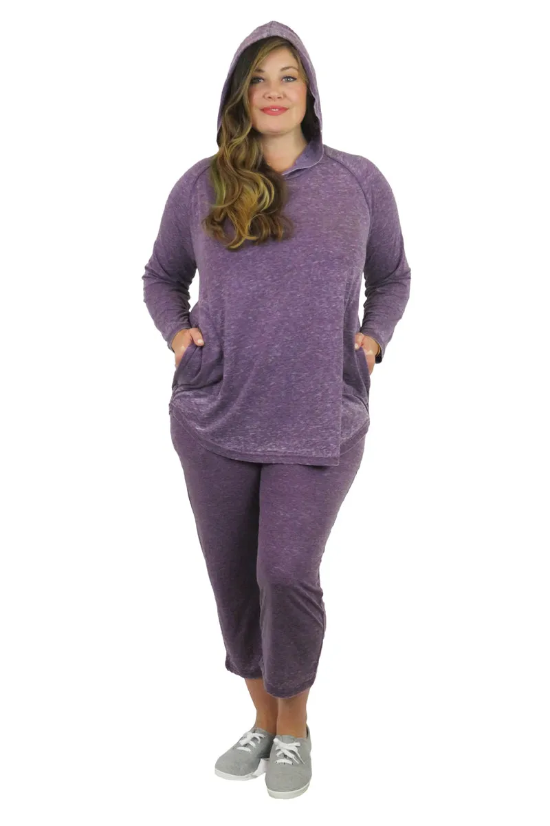 Plus Size Soft & Supple 2-Piece Hooded Knit Sweatpants Set