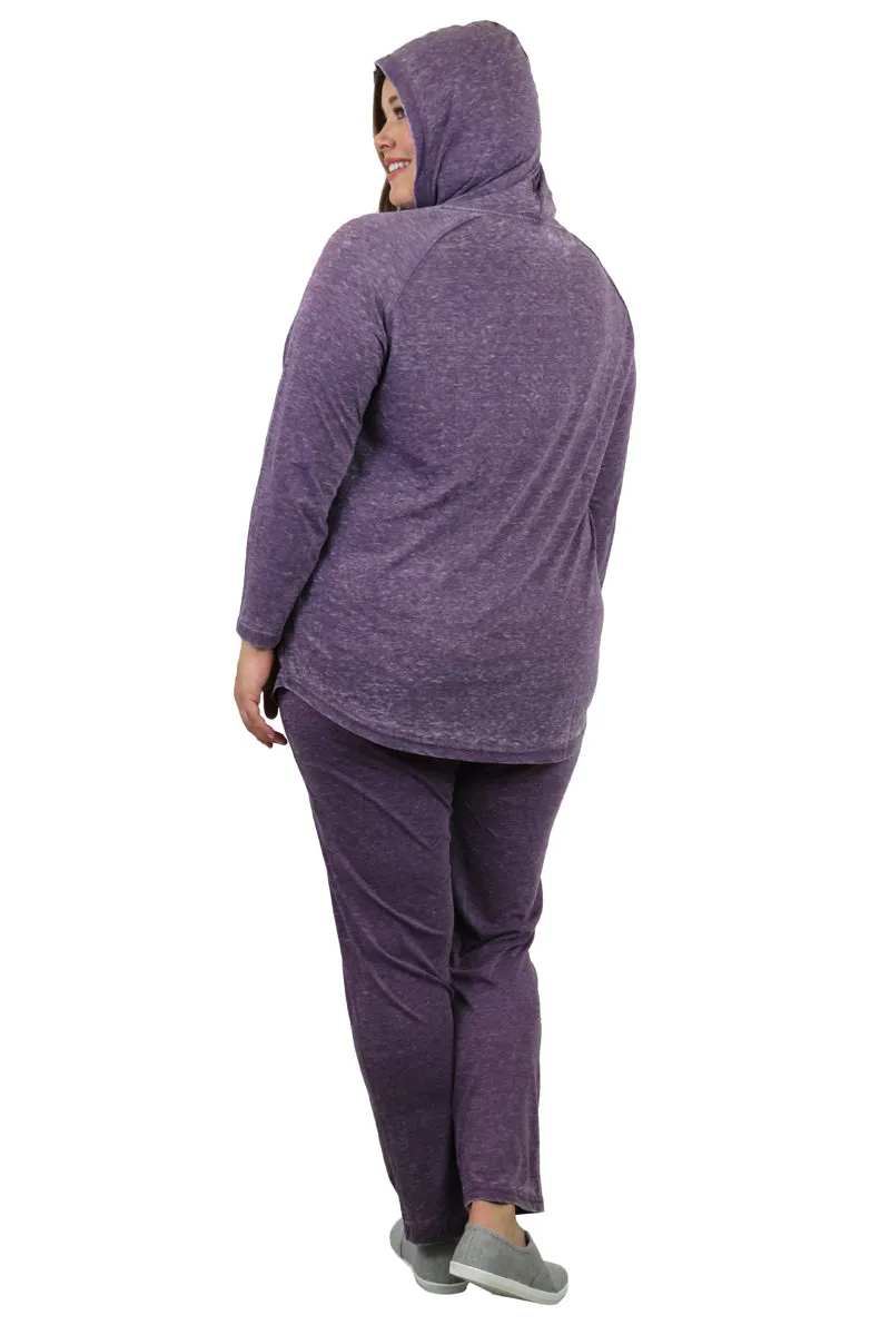 Plus Size Soft & Supple 2-Piece Hooded Knit Sweatpants Set