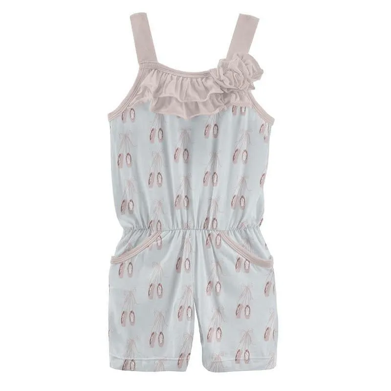 Print Bamboo Flower Romper with Pockets - Fresh Air Ballet