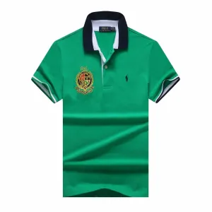 PRL Custom Fit Dual Toned Collar Premium Cotton Polo Shirt- Green