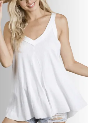 Ribbed Knit Soft and Stretchy Flowy Tank Top