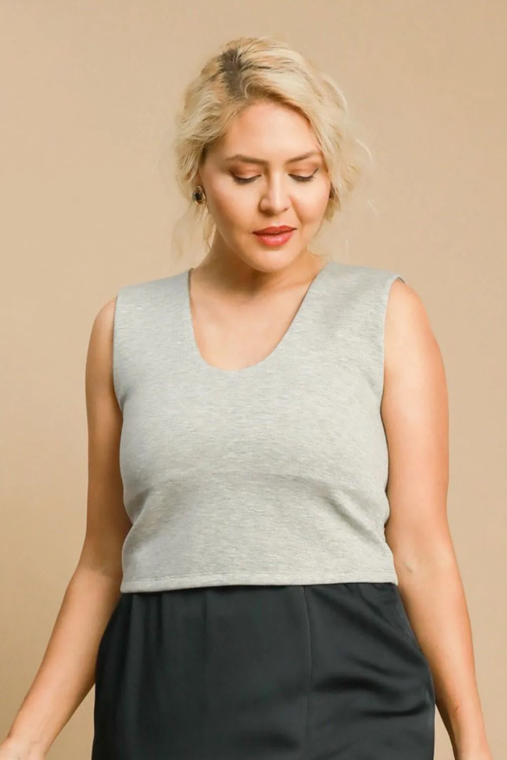 Scoop Neck Cropped Tank Plus Size