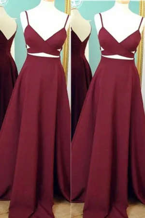 Simple High Quality Cheap Burgundy Long A-line Prom Dresses PFP1151