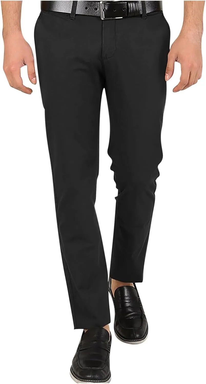 Sinzelimin Men's Suit Pants Fashion Solid Button Zipper Closure Slim Fit Comfy Business Casual Trouser Full Length Sweatpant