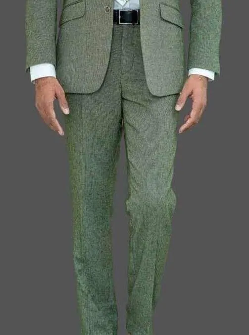 Skopes Jude Sage Herringbone Tweed Tappered Trousers